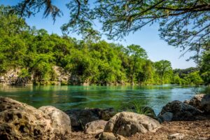 Guadalupe River in New Braunfels, one of the best stops when driving from Austin to San Antonio Texas