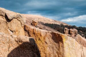 view of enchanted rock hiking looking up
